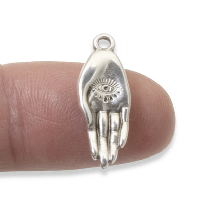 Evil Eye Hand Pendant, 4-Pack Silver Mystical Protection Symbol, Spiritual DIY