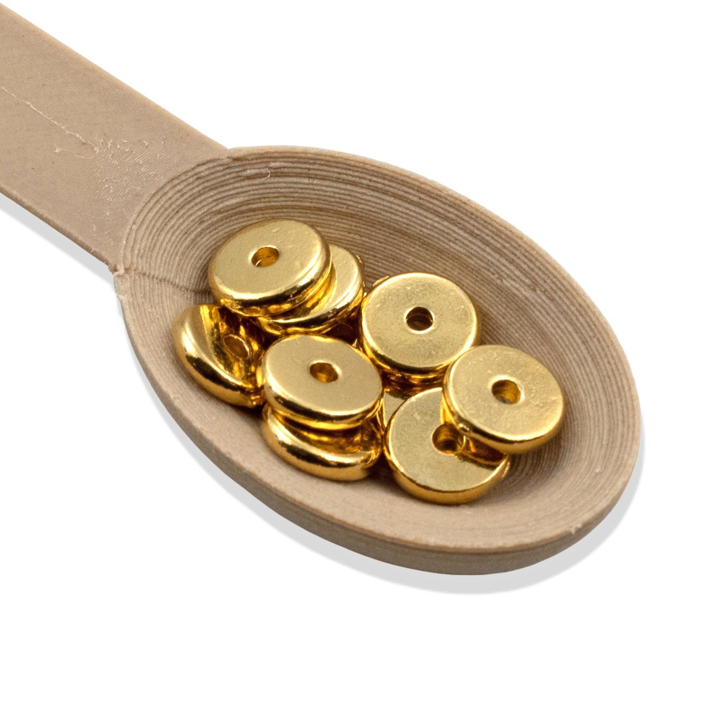 Gold Disk Spacer Beads 7mm: 24k Gold Plated Heishi 10-Pack Contemporary Design