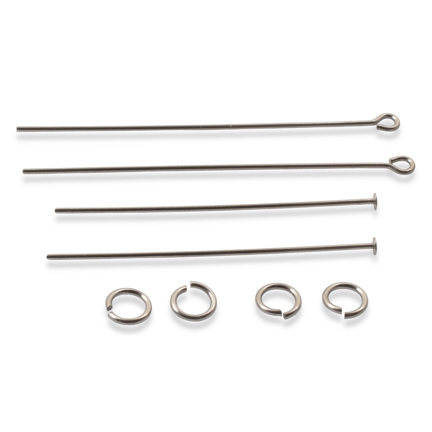 Niobium Earring Kit Gray, Complete Findings for 2 Pairs, Just Add Beads, Hypoallergenic Jewelry Making