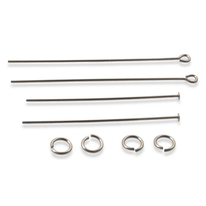 Niobium Earring Kit Gray, Complete Findings for 2 Pairs, Just Add Beads, Hypoallergenic Jewelry Making