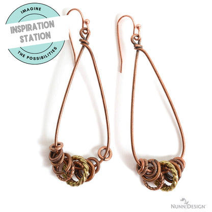 Large Copper Drop Frames, 2-Pack Teardrop Earring Findings, Wire Base for DIY Jewelry