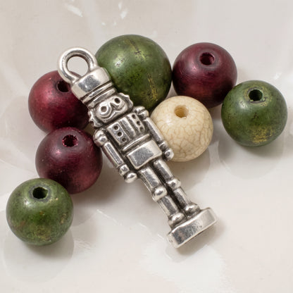 Silver Nutcracker Charms, 4 Pack Antique Pewter, Vintage Christmas Ballet Decor