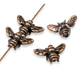 4 Copper Honey Bee Beads, Double-Sided TierraCast Insect Jewelry Making Supplies