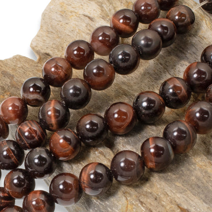 8mm Red Tiger Eye Beads - Natural Gemstone Strand - Handmade Jewelry & Gifts