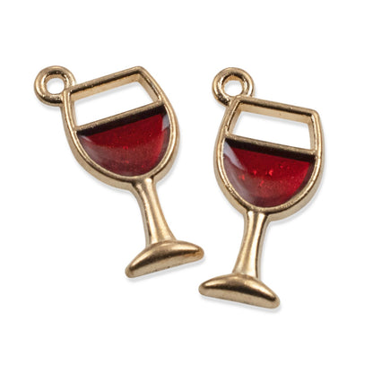 Wine Glass Charm Pendants 10Pcs: Enamel Metal Jewelry Making, DIY Cocktail Gift