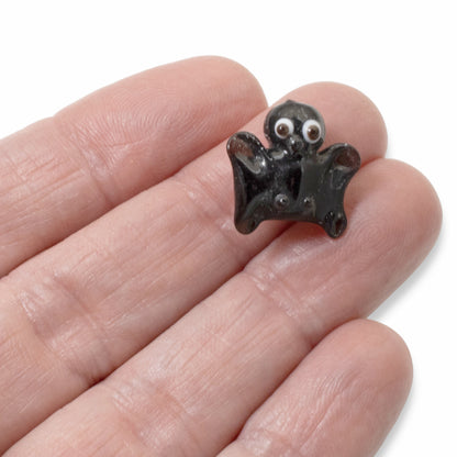 Halloween Bat Beads, 4-Pack Handmade Lampwork Glass, Spooky Animal Gothic Jewelry Supply