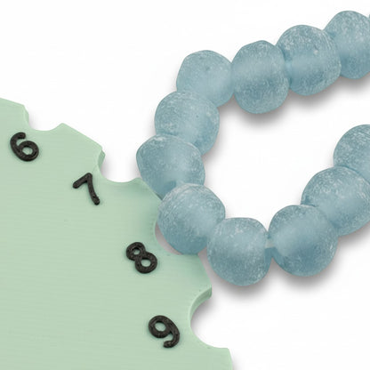 Blue Green Recycled Glass Beads: Matte Frosted Rough Round 50 Beads/Strand Coastal Boho