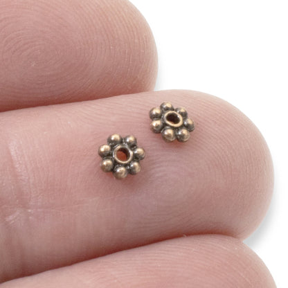 50 Antique Copper 4mm Daisy Spacers - TierraCast Designed - Tiny Jewelry Beads