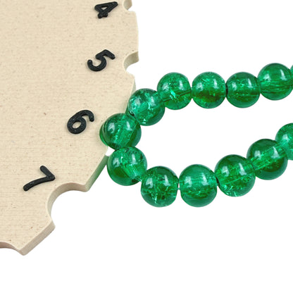 Crackle Glass Beads Green 100-Pack 6mm Round Christmas Jewelry & Craft Supply