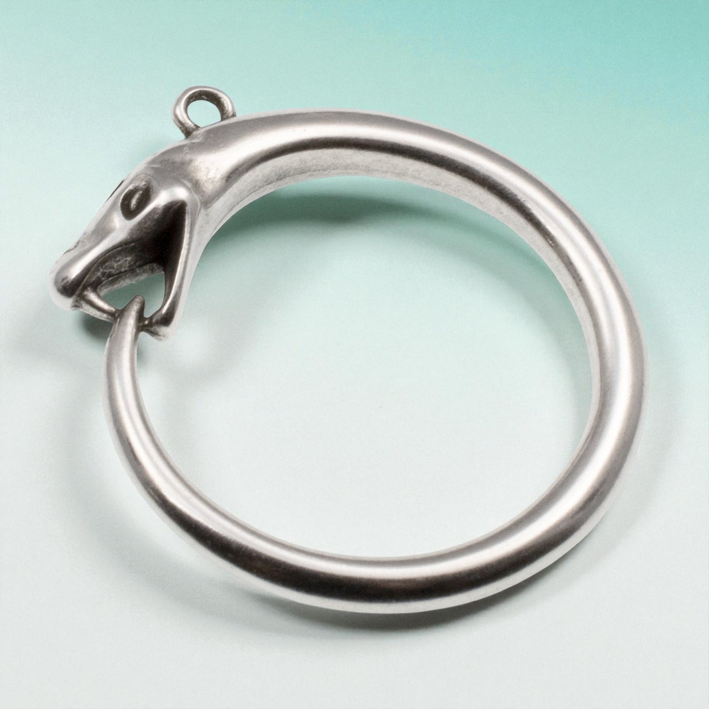 Silver Ouroboros Pendant: Snake Eating Tail Eternity Symbol, Alchemy Jewelry