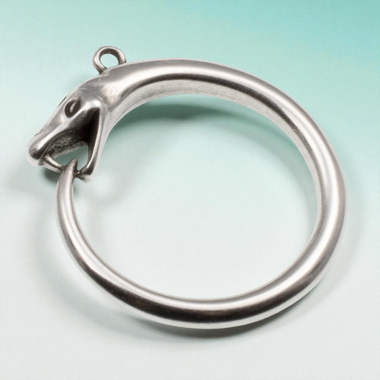 Silver Ouroboros Pendant: Snake Eating Tail Eternity Symbol, Alchemy Jewelry