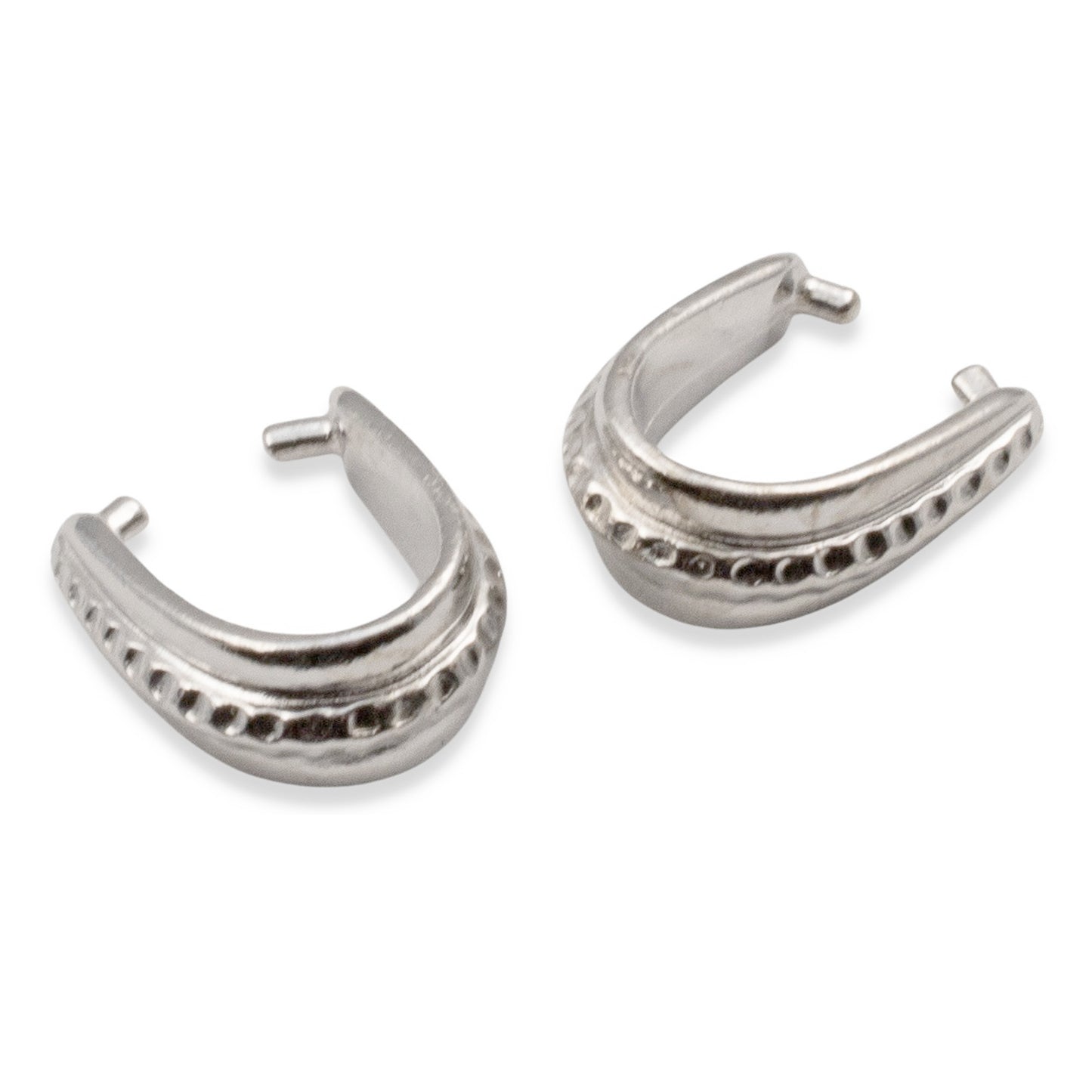 Silver Hammered Pinch Bails, 4-Pack White Bronze 14mm x 7mm Pendant Holders