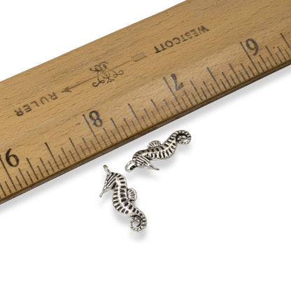 12 Silver Seahorse Charms -Versatile Seaside Pendants - Beach-Inspired Jewelry-Making and Crafts