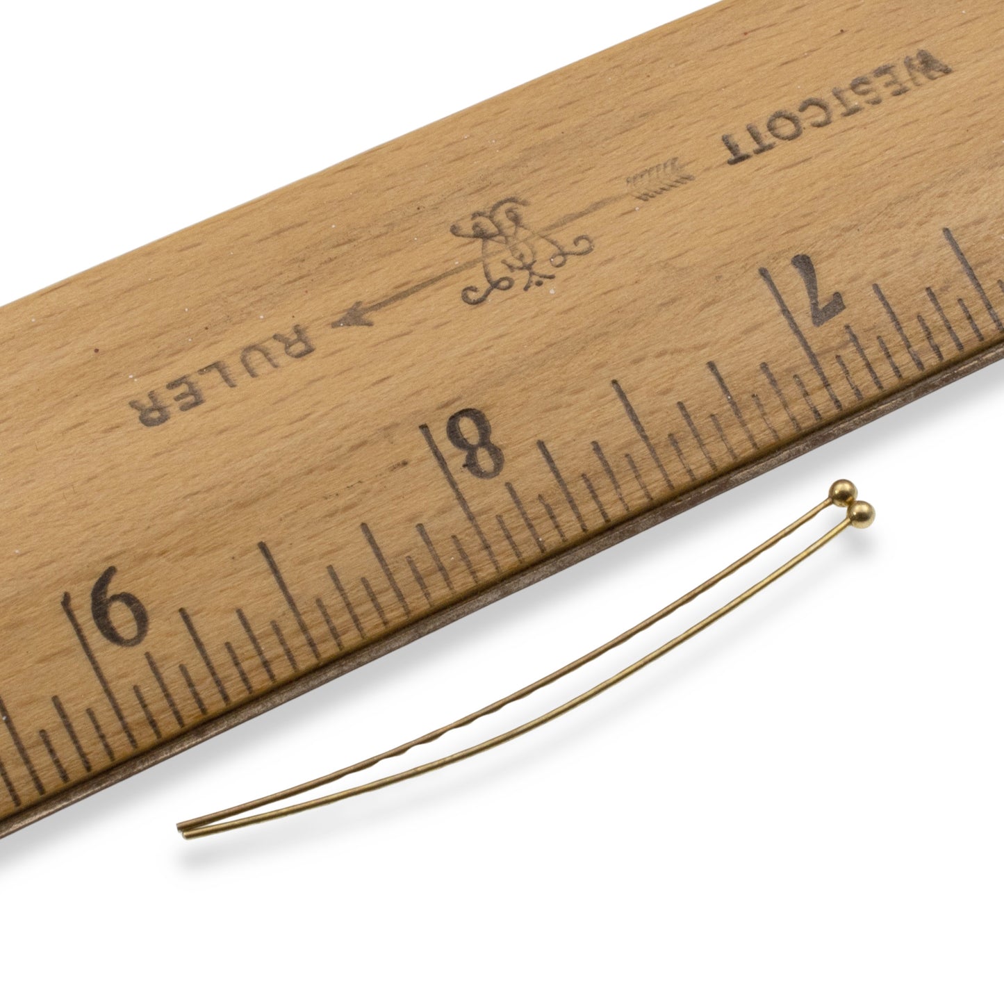 Antique Brass 2" Ball Head Pins, 20-Pack Vintage Brass Jewelry Making Supplies