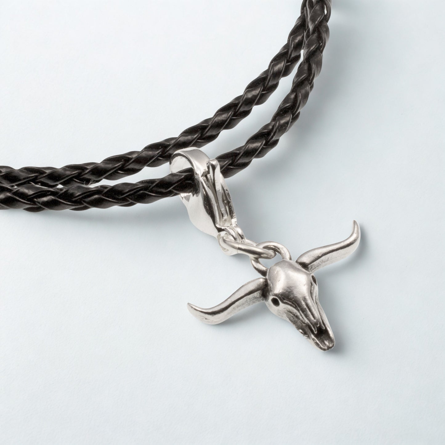 Western Longhorn Clip-On Charm, Silver Bull Steer Skull, Boho Country Jewelry