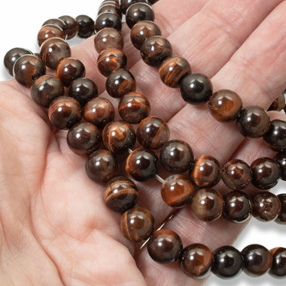 8mm Red Tiger Eye Beads - Natural Gemstone Strand - Handmade Jewelry & Gifts