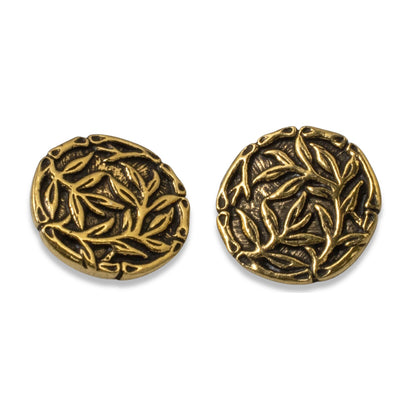 2 Gold Bamboo Buttons - TierraCast Buttons with Shank Back - Clasp for Leather Bracelets and Sewing