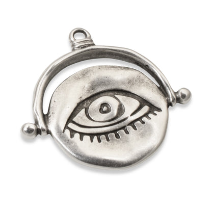 Evil Eye Pendant, 1Pc Sterling Silver Plated European Charm, Mystical Protection Symbol
