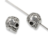 5 Silver Rose Skull Beads, Sugar Skull, TierraCast Day of the Dead Beads for Halloween, Gothic Jewelry
