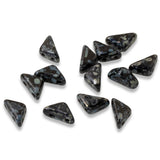 75 Jet Silver Picasso Tango Triangle Beads, 6mm Black 2-Hole Czech Glass for Beadwork