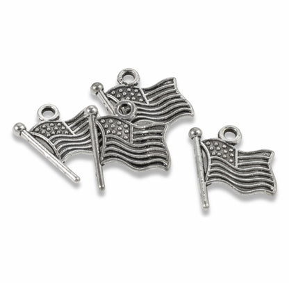 American Flag Charms Jewelry Making Supply for Patriotic DIY Jewelry & Crafts 10-Pack