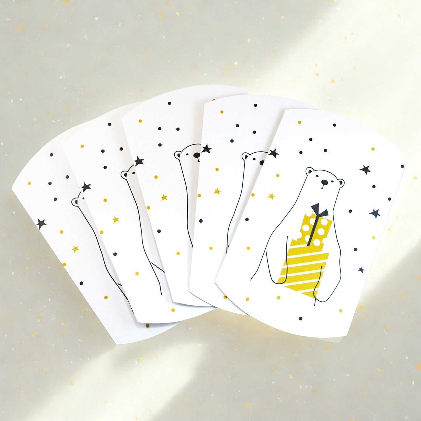 Polar Bear Gift Boxes, 5-Pack Holiday Pillow Boxes, Whimsical Christmas Packaging Set