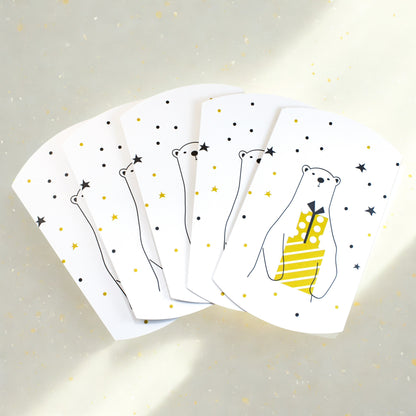 Polar Bear Gift Boxes, 5-Pack Holiday Pillow Boxes, Whimsical Christmas Packaging Set