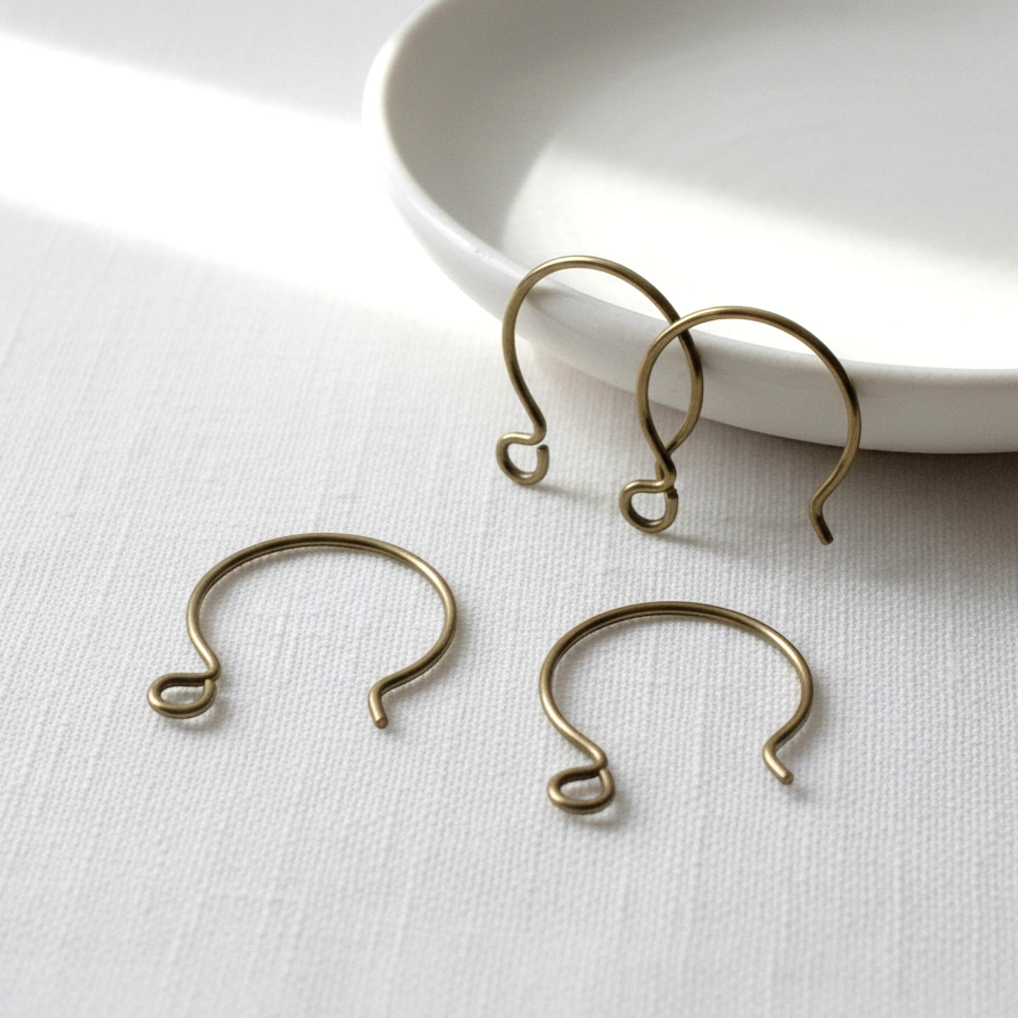 Antique Brass Niobium Circle Hoop Ear Wires, Hypoallergenic, USA Made, 4-Pack