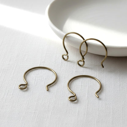 Antique Brass Niobium Circle Hoop Ear Wires, Hypoallergenic, USA Made, 4-Pack
