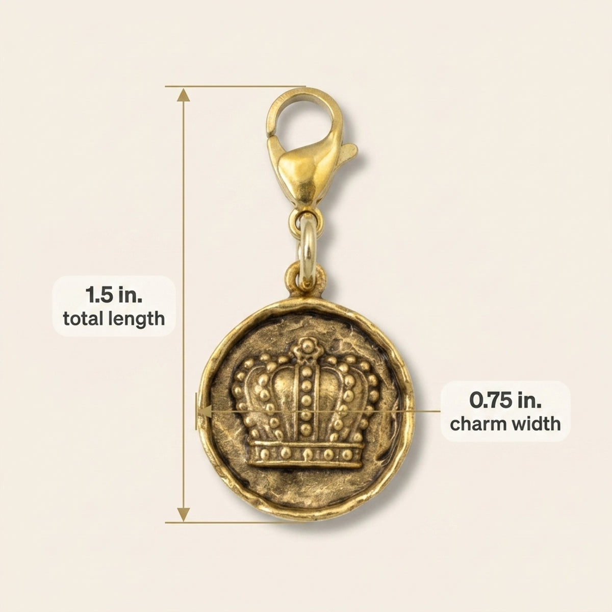 Gold Crown Charm, Regal Clip On Accessory, Mardi Gras King Duke Gift