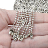 10-Pack 24" Aluminum Ball Chain Necklaces - 2.4mm #3 Bead Chain - Military Style