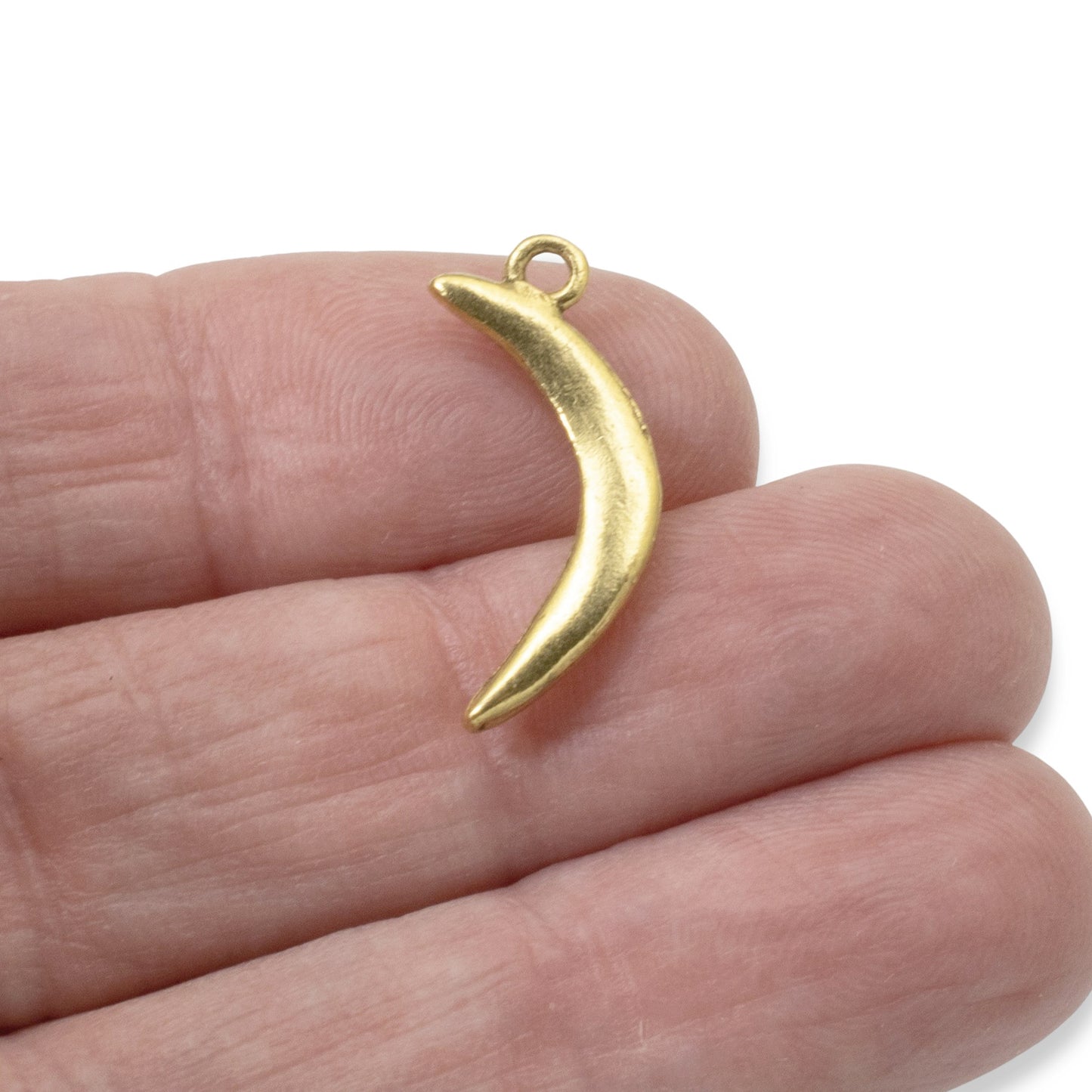Primitive Moon Charms Gold: Celestial Crescent 24k Plated Jewelry Making 2-Pack