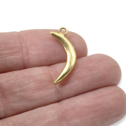 Primitive Moon Charms Gold: Celestial Crescent 24k Plated Jewelry Making 2-Pack
