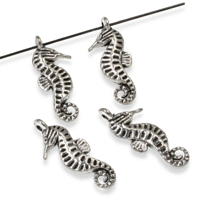 12 Silver Seahorse Charms -Versatile Seaside Pendants - Beach-Inspired Jewelry-Making and Crafts