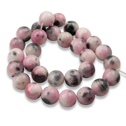 10mm Pink Gray Elegant Jade Beads 30-Pack Loose Beads Jewelry Making Crafts