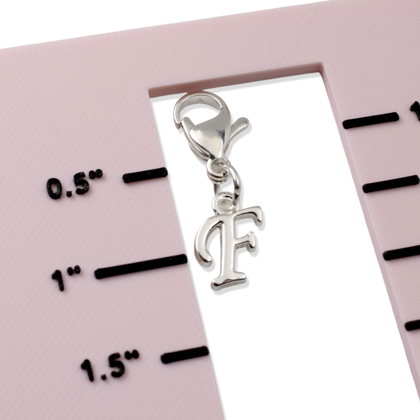 Silver Cursive Letter F Clip On Charm: Script Initial Dangle Lobster Clasp Personalized Journal Bracelet