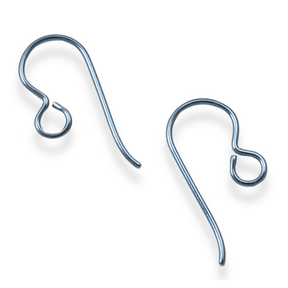 10 Premium Steel Blue Niobium Ear Wires - Hypoallergenic Earring Hooks - USA Made