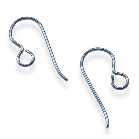 10 Premium Steel Blue Niobium Ear Wires - Hypoallergenic Earring Hooks - USA Made