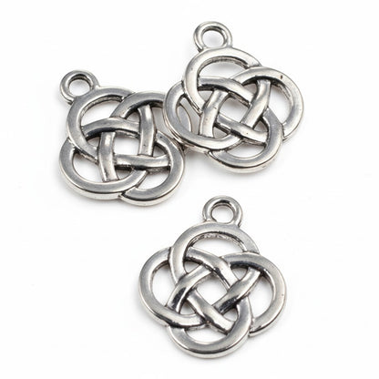 20 Celtic Knot Charms Silver Metal Pendants Irish Heritage DIY Craft Supplies