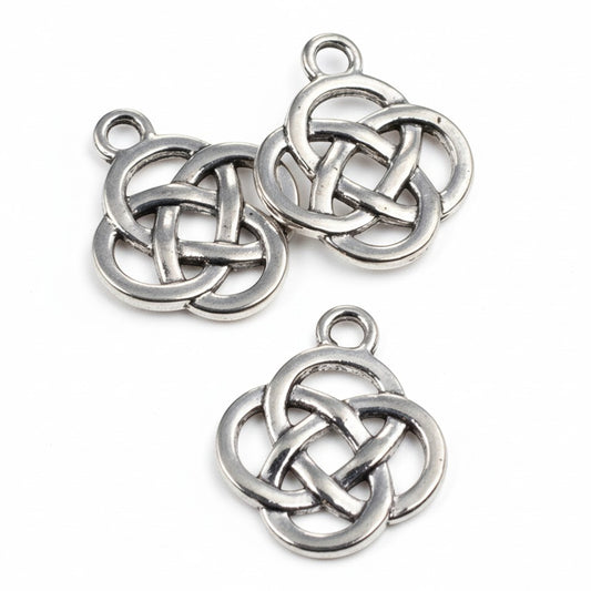 20 Celtic Knot Charms Silver Metal Pendants Irish Heritage DIY Craft Supplies
