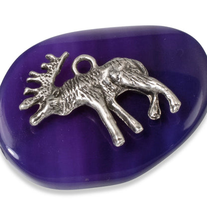 10 Moose Charms, Dark Silver Metal Elk Pendants for Wildlife Inspired Jewelry