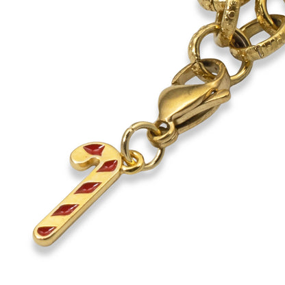 Gold Christmas Stocking Clip-On Charm, Holiday Bracelet Charm, Festive Accessory