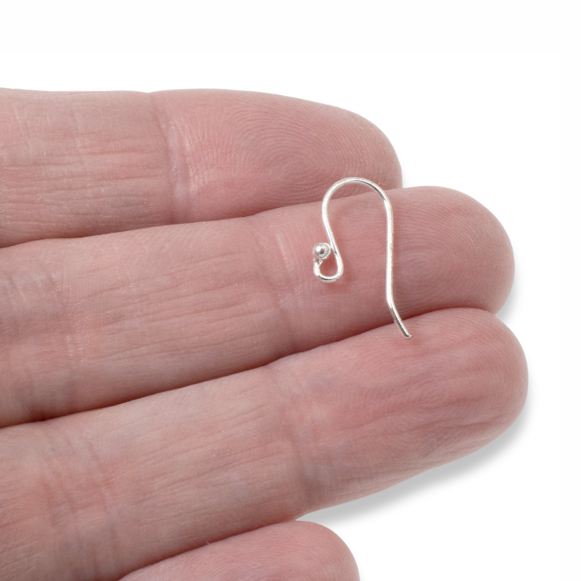 Plain Fish Hook Earwire with Ball, Silver-Plated (36 Pieces)
