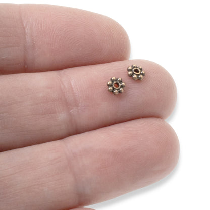 50 Antique Copper 4mm Daisy Spacers - TierraCast Designed - Tiny Jewelry Beads