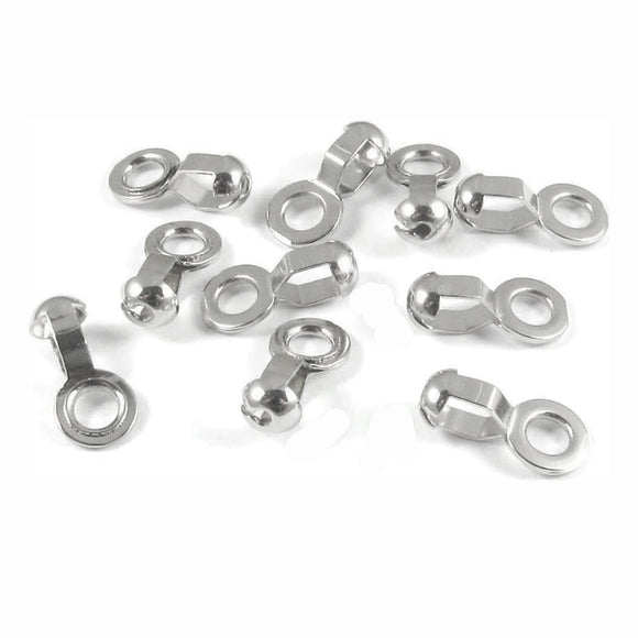 10 Nickel Plated Brass #6 Ball Chain Loop Connectors, Silver 
