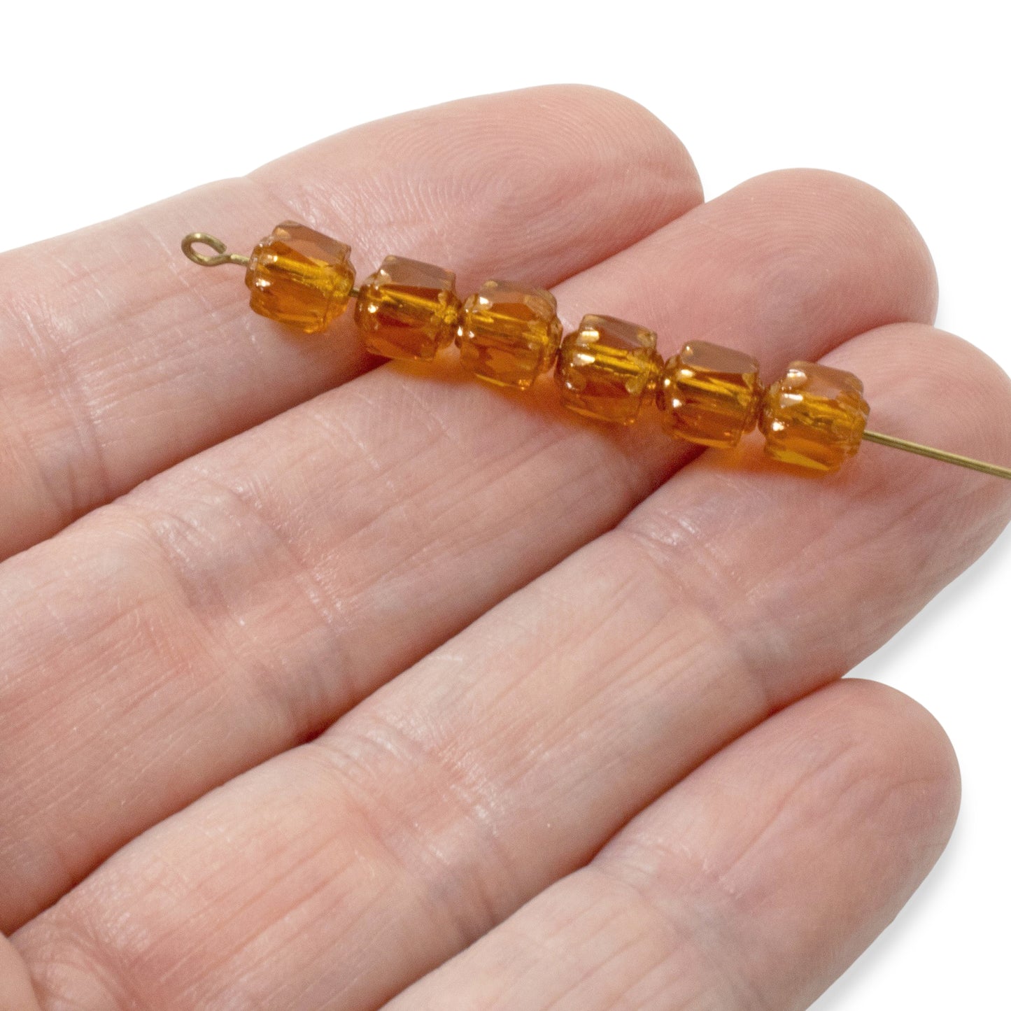 Topaz Faceted 6mm Crown Cathedral Beads, 25-Pack Czech Glass, Premium Jewelry Making Supplies