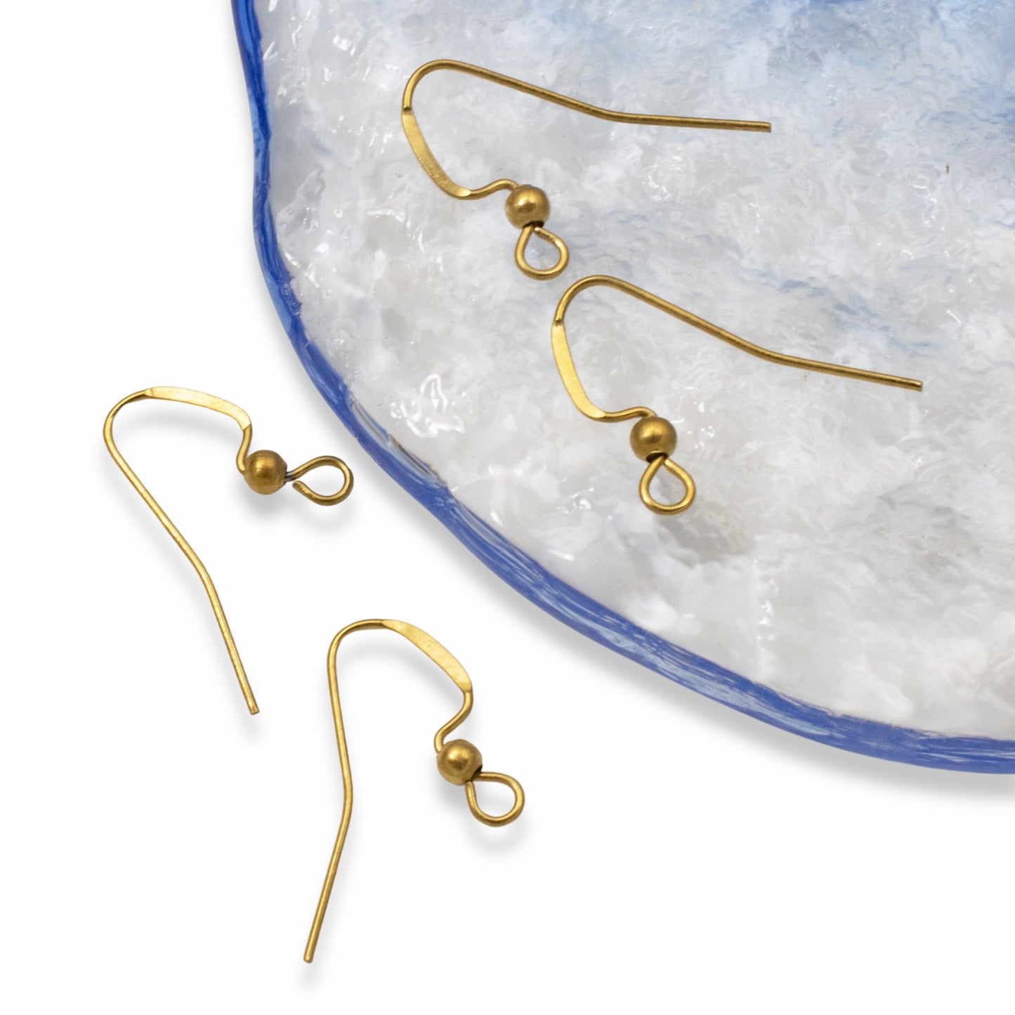 20 Gold-Plated Stainless Steel Ear Wires + 3mm Accent Bead - Long Earring Hooks