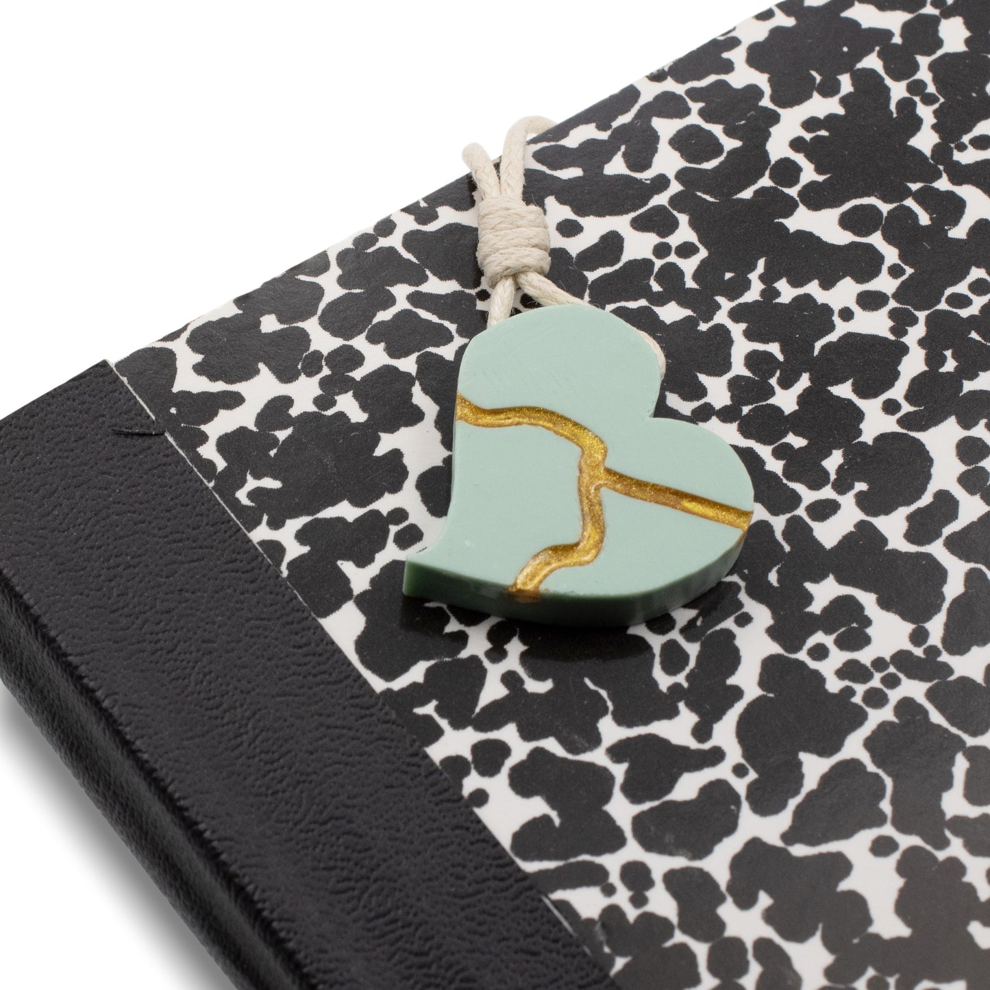 Kintsugi Heart Necklace: Sage Green Wearable Art Inspiration Gift Handmade USA
