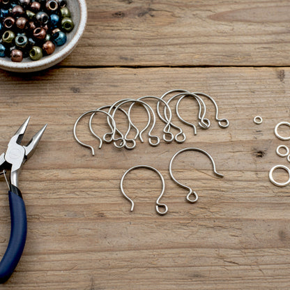 Gray Niobium Circle Hoop Ear Wires, Hypoallergenic, USA Made, 10-Pack