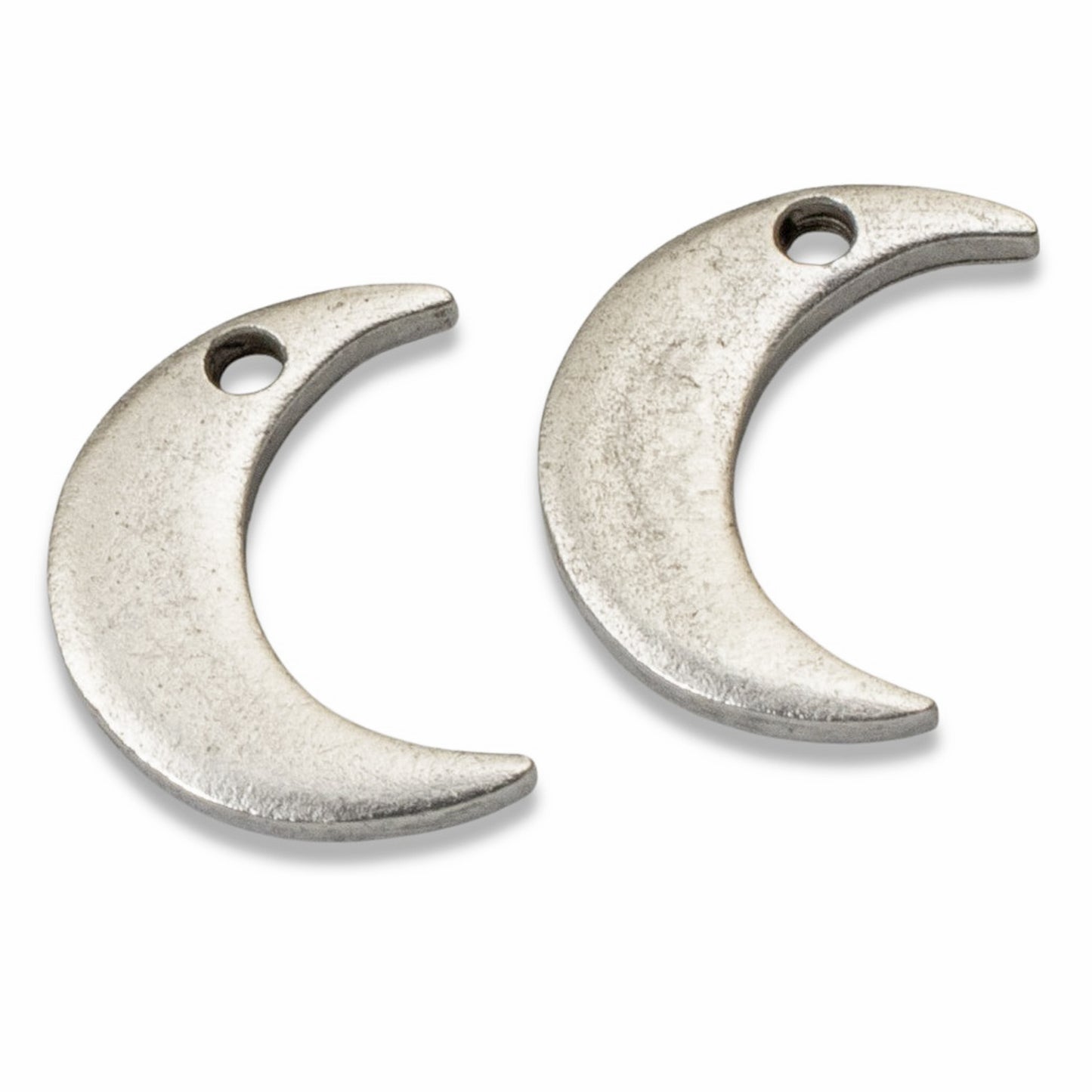 Celestial Moon Charms Silver, 2Pc Crescent Metal Stamping Flat Tags, DIY Jewelry